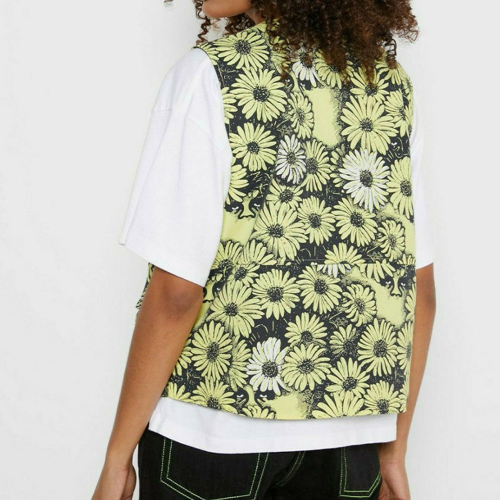 OBEY Floral Yellow and Black Vest - Picture 2 of 7